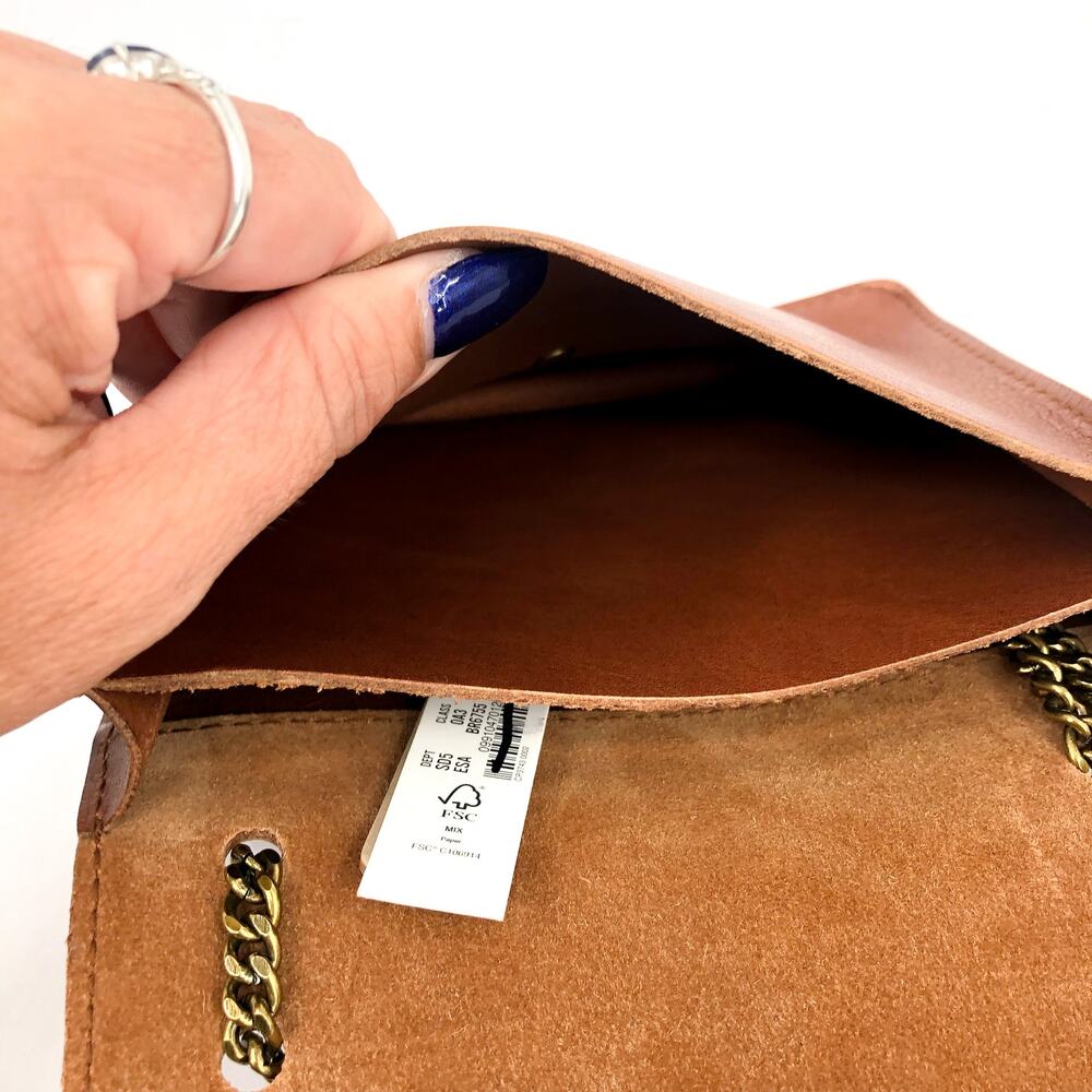 MADEWELL The Chain Crossbody Bag Tan Brown English Saddle Leather Monogram NWT - Picture 6 of 6